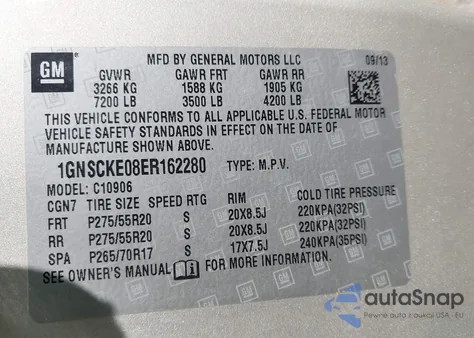 2014 Chevrolet Suburban 1500 Ltz from USA, damaged, VIN 1GNSCKE08ER162280